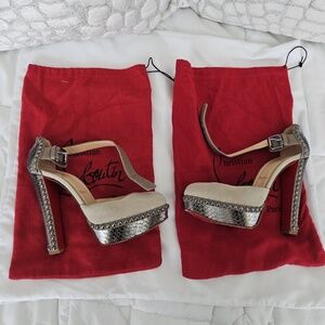 RARE! Christian Louboutin Luxura suede studded water snake heels